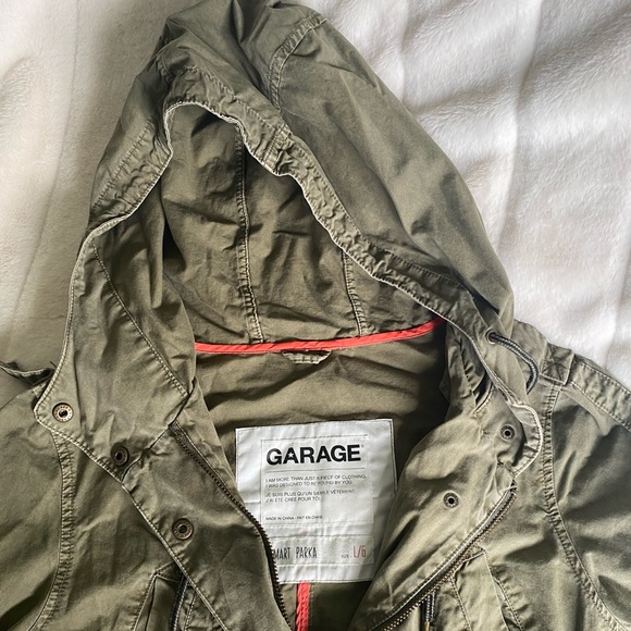 Spring Jacket from Garage, army green, zippers and buttons as desired, has hood! - Picture 3 of 6